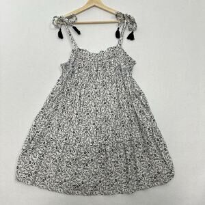 Old Navy Floral Print Swing Dress Womens L Mini Pockets Tasseled Cottage Country